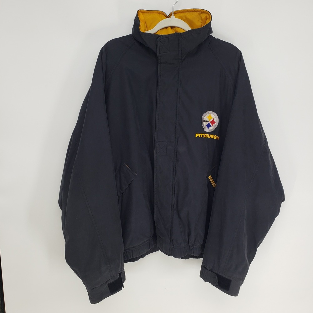 Vintage 90s Carl Banks Pittsburgh Steelers Jacket Men XXL Black Embroidered NFL